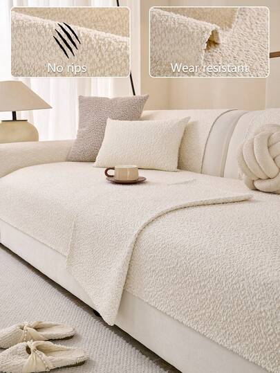 1pc Velvet Sofa Cushion Cover, Luxury Minimalist Sofa Seat Pad, Anti-Slip Anti-Dust Anti-Scratch, Protect Sofa, Decor For Living Room Bedroom Office, Suitable For All Seasons