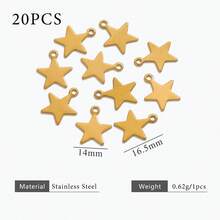 20pcs 304 Stainless Steel 18K Gold-Plated Moon And Star Pendant DIY Charm Jewellery Necklace Making Accessories Women's Stainless Steel Jewellery Handmade Components - Pendant - View 8