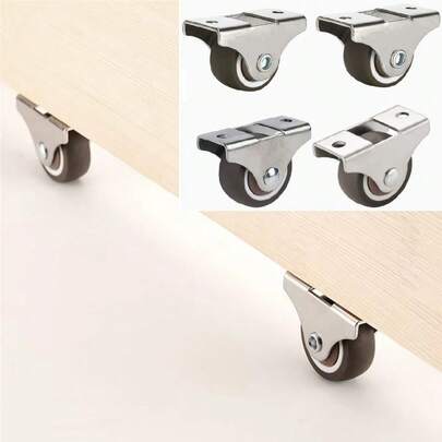 Ruedas pequeñas para muebles, ruedas giratorias de goma suave de perfil bajo, ruedas rígidas silenciosas pequeñas, adecuadas para carritos y cajones