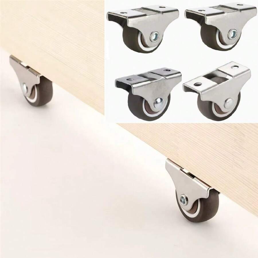 Ruedas pequeñas para muebles, ruedas giratorias de goma suave de perfil bajo, ruedas rígidas silenciosas pequeñas, adecuadas para carritos y cajones - A - Ver 1