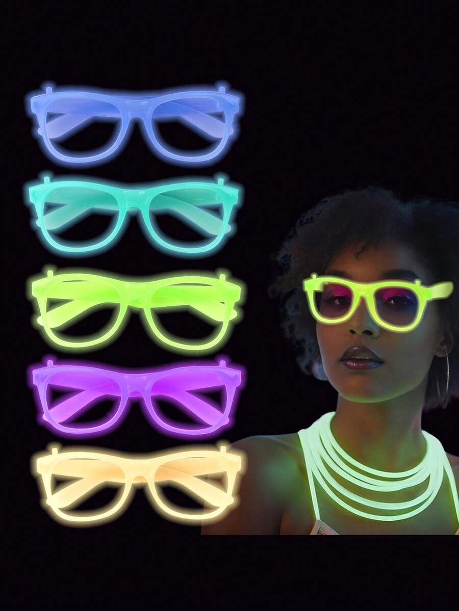 Set de 10 piezas de gafas de plástico luminosas que no requieren energía/Varios colores/Adecuadas para bares, KTV, bailes de graduación y accesorios fotográficos, regalos de fiesta y celebraciones festivas - Ver 1