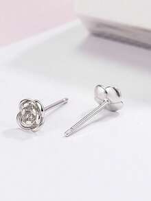 S925纯银玫瑰花耳钉，精致低敏耳饰，浪漫简约可叠戴设计，女士日常、派对、旅行耳环，生日、圣诞节礼盒装 - 彩色 - 查看 6