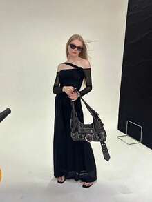 2025 New Retro Underarm Motorcycle Y2K Chic Tote Bag, Large Capacity Shoulder Crossbody Bag For Commuting - Black - View 2