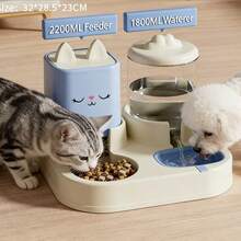 Pet Cat And Dog Food Bowl, Automatic Water Dispenser For Cat And Dog Food, Double Bowl Drinking Bowl Integrated Blue Version - 5L - Xem 8