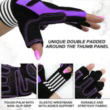 FINGER TEN Weight Lifting Gloves Gym With Wrist Support For Women Full Palm Protection Grip, Work Out Gloves Fit Pull Ups Sport Training Fitness - Purple - View 3