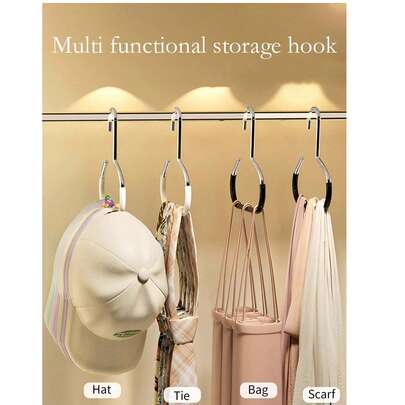 4件套节省空间帽子架收纳架，便携式悬挂收纳，带4个挂钩，适用于棒球帽，轻便塑料帽子架，适用于衣柜、宿舍和家居收纳，简约悬挂式帽子展示架，配有合金钢挂钩，非常适合国庆节、浴室、头部按摩、返校、旅行度假和日常生活，也是送给家人和朋友的节日礼物。