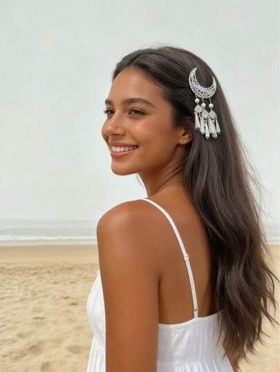 1pc Side Tassel Hair Clip, Women's Travel, Party, Photo Shoot Hair Accessory