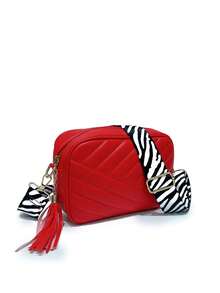 1pc Girls' Quilted Crossbody Bag, Adjustable Zebra Print Strap, Fashionable Diamond Embroidery, Great Gift - Multicolor - View 5