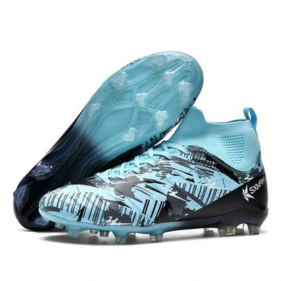 STARNOVO Youth Soccer Cleats, High-Top Soccer Shoes, Knitted Elastic Collar Design, Comfortable Fit, Suitable For Soccer Training, Matches, And Youth World Cup Events