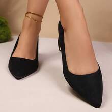 2026 New Preppy Office Thick Heel Pumps, Versatile Low-Cut High Heels, Soft Sole Pointed Toe Interview Dress Shoes For Women - Black - View 6