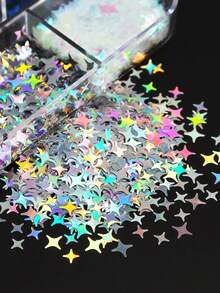 6格全息四角星美甲亮片装饰，各种尺寸星形碎片 DIY美甲用品 - 彩色 - 查看 3