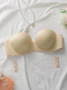 Plain Underwire Bra With Detachable Bra Strap - Màu be - Xem 8