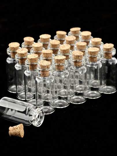 2/5/10pcs 2mL Spell Jars With Cork Stoppers, Stopper Glass Bottle For Drifting, Wishing, Candy Storage, Crystal & Gravel Decoration, Round Glass Vials, For Art Crafts, Wedding Party Favors, Home Decor