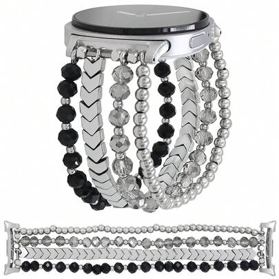 1pc Elastic Beaded Arrow Strap Compatible With Samsung Watch 8, Fashionable