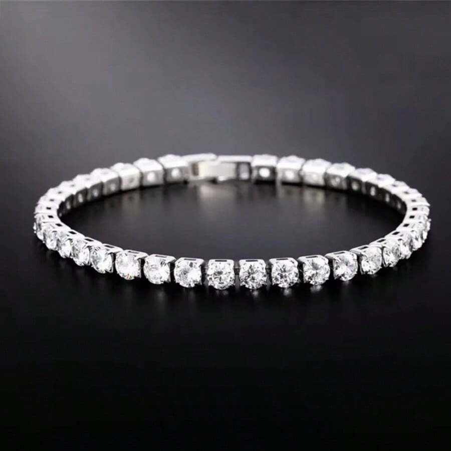 1 chiếc vòng tay pha lê lấp lánh thời trang, thiết kế unisex, thích hợp làm quà tặng cho Ngày Valentine, đám cưới, hẹn hò, cặp đôi, hoặc đeo hàng ngày. - Nhiều màu - Xem 1