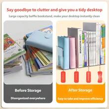 Macaron Style Minimalist Desktop Book Stand, Student Reading Storage Rack, Acrylic 4-Slot Office Book Holder - Macaron Bookend - View 4