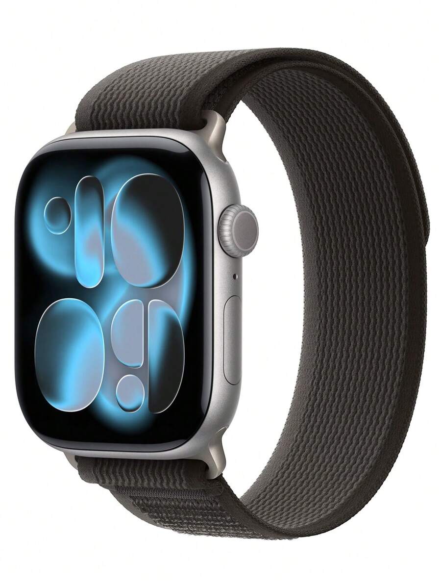 兼容 38mm、40mm、41mm、42mm、44mm、45mm、46mm、49mm 表带。环形自粘编织尼龙运动表带，兼容 Ultra/11/10/9/8/7/6/5/4/3/SE 系列男女款表带。柔软透气，适合运动休闲佩戴。 - 黑色配灰色 - 查看 1