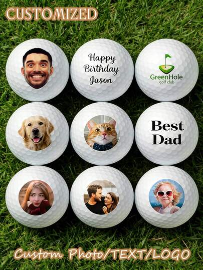 1 pieza Pelota de golf personalizada, se puede personalizar con foto, nombre, adecuada para hombres, se puede personalizar con foto de pareja, gran regalo para el Día de San Valentín, pelota de golf interesante adecuada para hombres, muy adecuada como regalo único para padres, madres, amigos, abuelos, regalo para el Día del Padre
