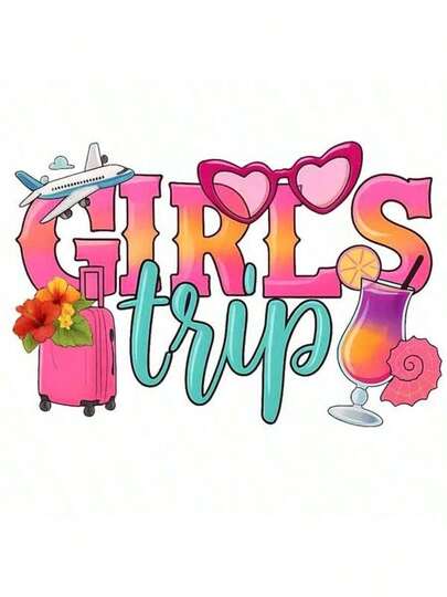 1 pièce/2 pièces/3 pièces Autocollants de transfert de chaleur pour valise d'avion de voyage pour filles, avec motifs de verres à cocktail. Convient pour le DIY sur T-shirt, jeans, coussin, sac à dos, chapeau et housse de canapé. Imperméable, résistant à la décoloration, autocollants en plastique durable. Motifs amusants, décoration de tissu, embellissement de vêtements, loisirs créatifs