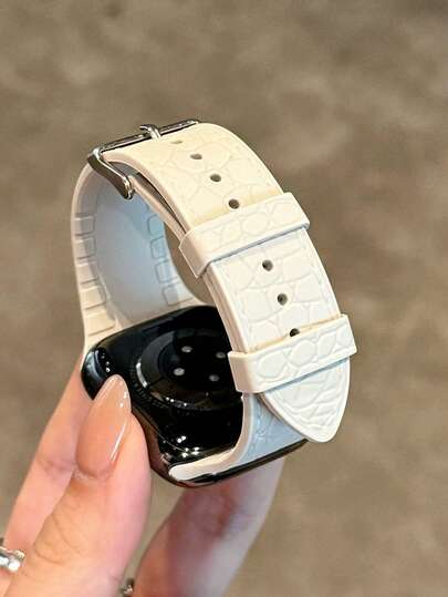 1pc Litchi Texture Casual Silicone Watch Band, Compatible With Apple Watch, Size: 38mm, 40mm, 41mm, 42mm, 44mm, 45mm, 46mm, 49mm, Suitable For Apple Watch Series 11/10/9/8/7/6/5/4/3/2/1/SE2/SE/Ultra2/Ultra