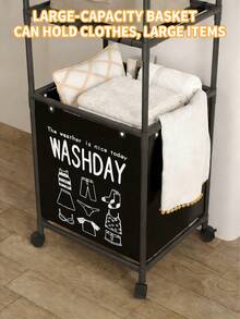 1pc Multi-Layer Bathroom Storage Rack With Swivel Wheels, Laundry Hamper, Lingerie & Clothing Organizer - Multicolor - View 5