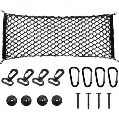 Truck Bed Cargo Net Nylon Universal Heavy Duty Truck Storage Mesh Pouch Pickup Cargo Organizer Trunk Mesh Cargo Net (51x18 Inch)