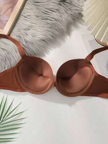 2pcs/Set Women's Underwear (With Underwire) - Brown - View 9