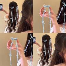 Cute Bowknot Ribbon Hair Clip, Elegant Long Butterfly Ribbon Hair Accessory - Multicolor - View 1