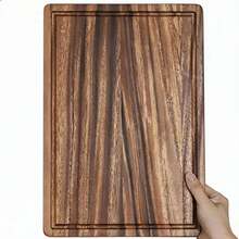 3 件套相思木砧板套装，大/中/小尺寸，凹槽砧板，多用途，适用于厨房、户外、露营、餐厅 - 棕色 - 查看 8