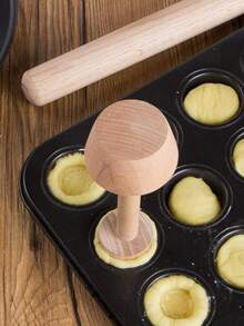 1pc Wooden Tart Mold, Pie Mold, Double-Sided Tart & Pie Crust Mold, Wooden Color - Multicolor - View 6