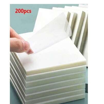 50 piezas/paquete o 200 piezas/4 paquetes Notas adhesivas transparentes, blocs de notas autoadhesivos escribibles sin brillo, adecuados para estudiantes, escuela, hogar, oficina, toma de notas