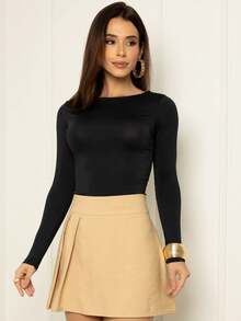 Kit 2 Women's Long Sleeve Blouse Cold Weather Round Neck Winter - 黑與白 - 查看 7