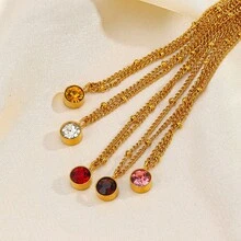 1件18K镀金不锈钢12个月生辰石项链 - 金黃色 - 查看 4