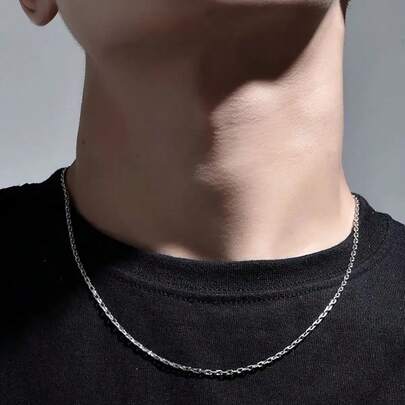 925 Silver Necklace, Men's Silver Necklace, 2mm Thick Chain, Korean & Japanese Hip-Hop Style Necklace - Ideal Gift For Men, Women, Wife, Girlfriend, Father, Mother, Versatile Daily Accessory
