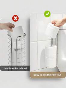 No Drill Toilet Paper Holder, Iron Bathroom Toilet Paper Rack Adhesive On Door/Wall, Wall-Mounted Toilet Paper Holder, Kitchen Paper Towel Rack, Can Hold Multiple Rolls, Space-Saving Design, Iron Bathroom/Kitchen Towel Rack, Bathroom Storage, Kitchen Storage - Multicolor - View 7
