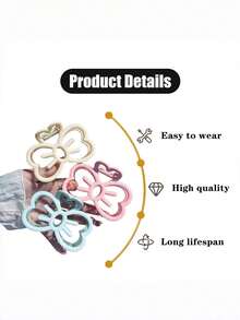 1/3 pièces Ensemble de pinces à cheveux avec nœud : Pinces à cheveux en acrylique élégantes avec nœud, pinces à cheveux mignonnes en forme de chat, accessoires pour cheveux pour femmes (rose, beige, bleu) - Multicolore - Voir 6