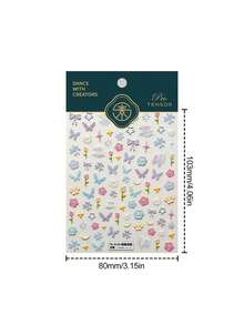 Beautizon Nailartlab 5D Butterfly, Daisy, Star & Moon Embossed Nail Art Stickers, Sweet Floral Garden Nail Decals - Multicolor - View 7