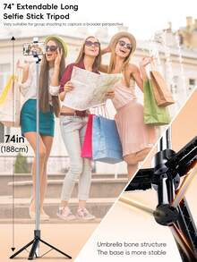 1.8米蓝牙无线自拍杆三脚架，带LED补光灯，360°旋转不锈钢便携式手机支架，轻巧便携，兼容 16/15/14/13/12/11/Max/Pro/Xs/Xr/X/Plus、Galaxy S25/S24/S23/S22 Ultra以及安卓智能手机，适合旅行/自拍，是妇女节、生日、周年纪念日、派对等场合的理想礼物。 - 均碼 - 查看 4