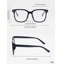 3副男女通用矩形镜框眼镜，时尚校园风日常佩戴眼镜 - 彩色 - 查看 6