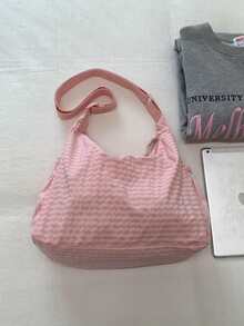 New Plaid Drawstring Cloud Pleated Shoulder Bag, Crossbody Bag For Women - Pink - View 4