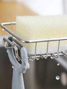 1个水龙头收纳架，适用于存放海绵、肥皂、刷子和其他物品，可用作淋浴置物架、皂碟、水槽收纳架，适用于厨房、浴室等场所，厨房收纳架、浴室收纳架、不锈钢收纳架，家居必备收纳用品 - 彩色 - 查看 8