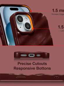 1 Pc Apple Glitter Liquid Case Compatible With IPhone 14 Pro Max/13/12/11 Protective Cover Compatible With IPhone 15 Pro Max/15 Pro/15 Waterproof Shockproof Anti-Fall Scratch Resistant - 酒紅 - 查看 3