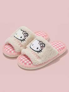 SANRIO 三丽鸥  新款卡通软底春夏平底拖鞋，可爱毛绒闭趾秋冬浴室透气拖鞋，四季皆宜 - 粉色 - 查看 6