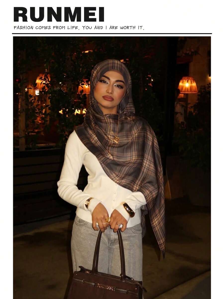 1 chiếc khăn choàng nữ phong cách Bohemian họa tiết hươu và báo, nhẹ và thoáng khí, phù hợp để phối cùng áo Abaya hàng ngày. - mạng lưới - Xem 1