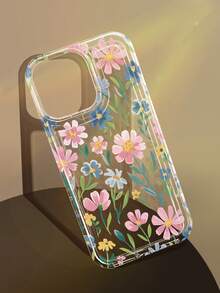 1 pièce Étui de téléphone souple à motif floral minimaliste et moderne, antidérapant et transparent, compatible avec iPhone 11/12/13/14/15/16/17 Pro Max - Multicolore - Voir 1