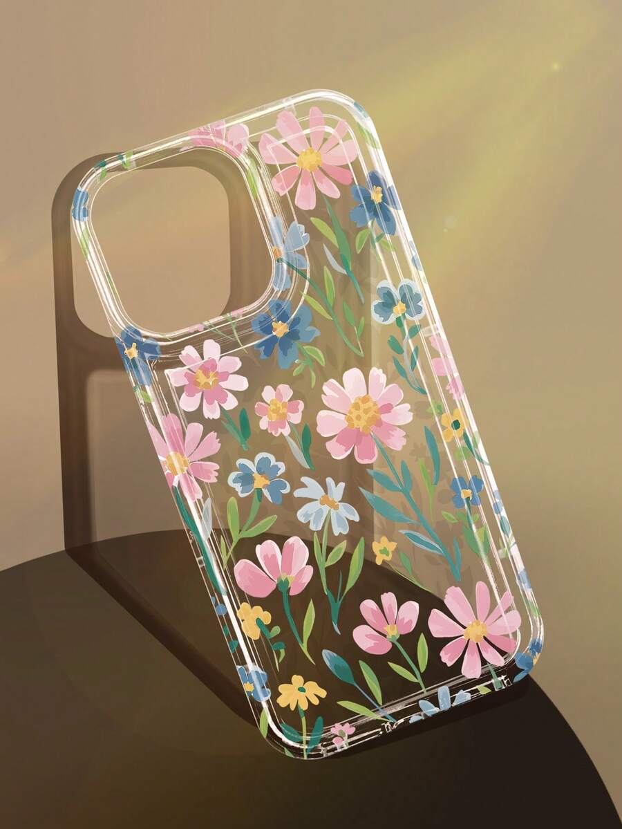 1 pièce Étui de téléphone souple à motif floral minimaliste et moderne, antidérapant et transparent, compatible avec iPhone 11/12/13/14/15/16/17 Pro Max - Multicolore - Voir 1