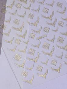 4片装金属法式线条美甲贴纸，奢华法式贴花，自粘式DIY图腾滑块，美甲装饰，婚礼日常美甲用品 - 彩色 - 查看 5