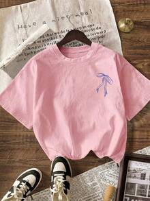 基督教主题“国王的女儿”图案T恤，圣经经文美学女式信仰服饰，背面印有文字，女士图案T恤，大码女式休闲圆领短袖T恤，粉色夏季款 - 粉色 - 查看 2