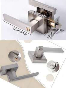 1 Set Door Handle With Lock And Key, Suitable For Office And Front Door, Matte Multi-Color Door Handle With Matching Lock Set - Multicolor - View 8