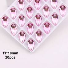 11*18mm, 20pcs/Pack, Flat Bottom Double Hole Exquisite Glass Rhinestones, Slim Teardrop Shape, For Sewing Wedding Dress, Handbag, Shoes Decoration, Jewelry Making Accessories - 11*18mm 20pcs - View 10